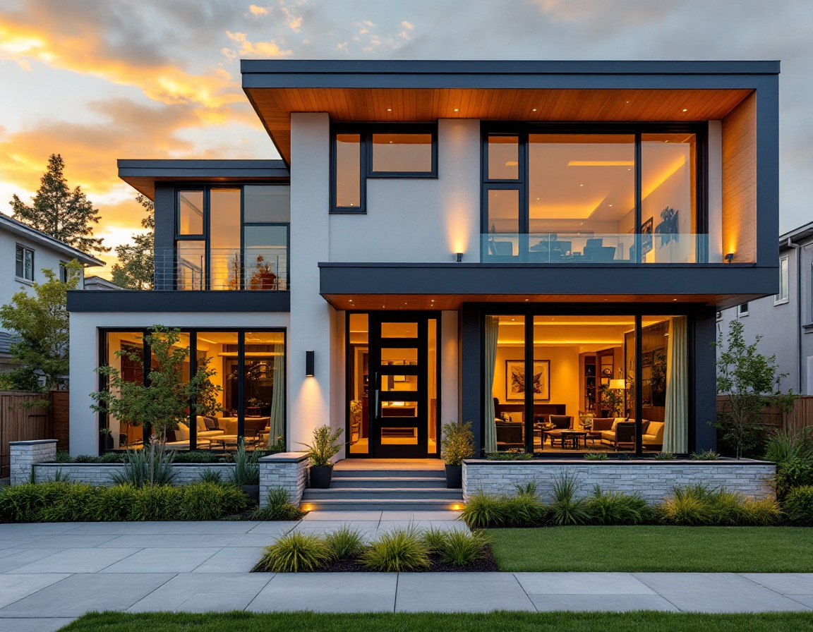 modern home with tinted windows
